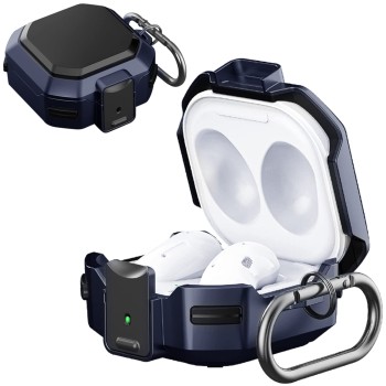 TOUGH LEE Case Cover for Samsung Galaxy Buds 2 Pro (2022) | Buds 2 (2021) | Buds Pro (2021) | Buds Live (2020) - with Carrying Hook - Rugged Armour Hard Durable, Blue