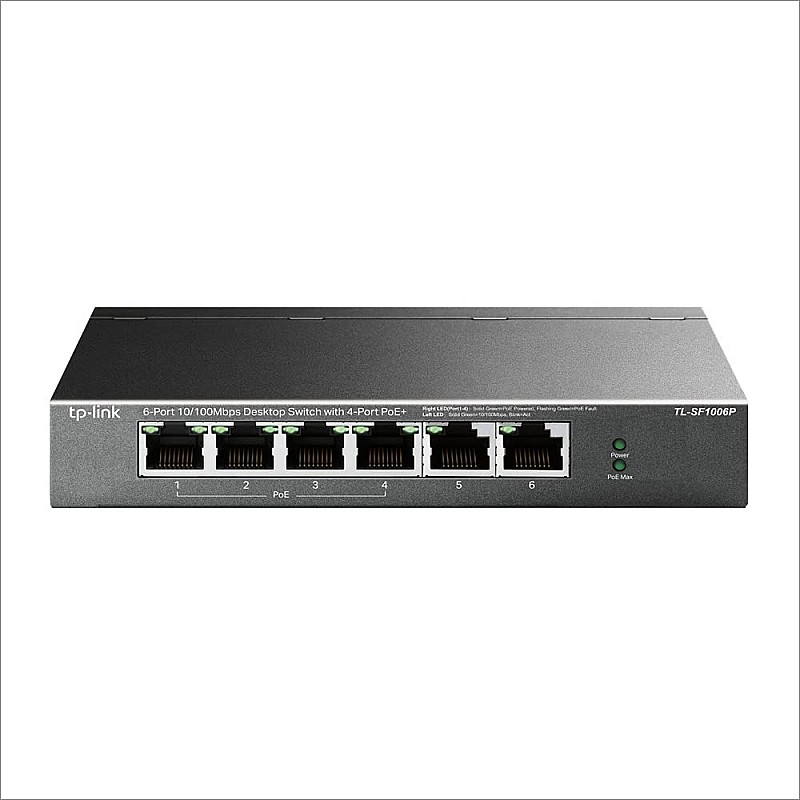 TP-Link 6 Port Fast Ethernet 10/100Mbps Desktop PoE Switch Priority Mode (TL-SF1006P)