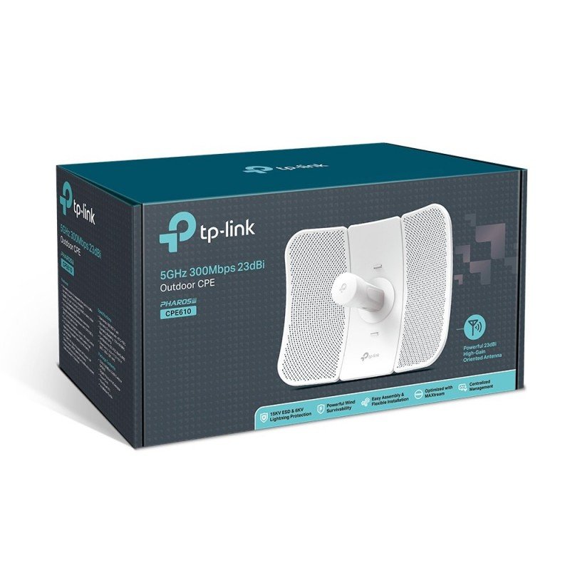 TP-Link CPE610 High Power Outdoor CPE/Access Point, 5GHz 300Mbps, 802.11N/A, Dual-Polarized 23dBi Directional Antenna, Passive POE,White TP-Link CPE610 High Power Outdoor CPE/Access Point, 5GHz 300Mbps, 802.11N/A, Dual-Polarized 23dBi Directional Antenna, Passive POE,White