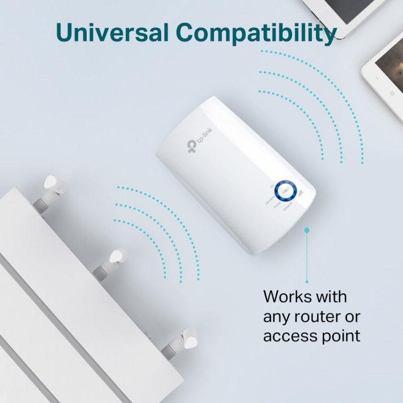 TP-Link TL-WA850RE Single_Band 300Mbps RJ45 Wireless Range Extender, Broadband/Wi-Fi Extender, Wi-Fi Booster/Hotspot with 1 Ethernet Port, Plug and Play, Built-in Access Point Mode, White TP-Link TL-WA850RE Single_Band 300Mbps RJ45 Wireless Range Extender, Broadband/Wi-Fi Extender, Wi-Fi Booster/Hotspot with 1 Ethernet Port, Plug and Play, Built-in Access Point Mode, White
