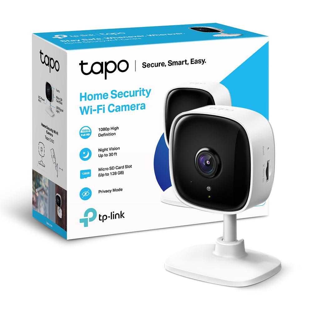 TP-Link Tapo 2MP 1080p Full HD Home Security Wi-Fi Smart Camera| Alexa Enabled| 2-Way Audio| Night Vision| Motion Detection| Sound and Light Alarm| Indoor CCTV (Tapo C100) White TP-Link Tapo 2MP 1080p Full HD Home Security Wi-Fi Smart Camera| Alexa Enabled| 2-Way Audio| Night Vision| Motion Detection| Sound and Light Alarm| Indoor CCTV (Tapo C100) White