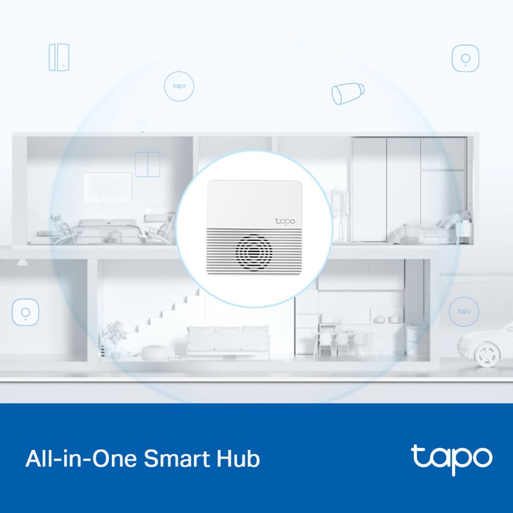 TP-Link Tapo Smart Hub with Built-In Chime, REQUIRES 2.4GHz Wi-Fi, Connect up to 64 Smart + 4 Camera Devices, Sub-1G Low-Power Wireless Protocol, 512GB Local Storage, Tapo H200