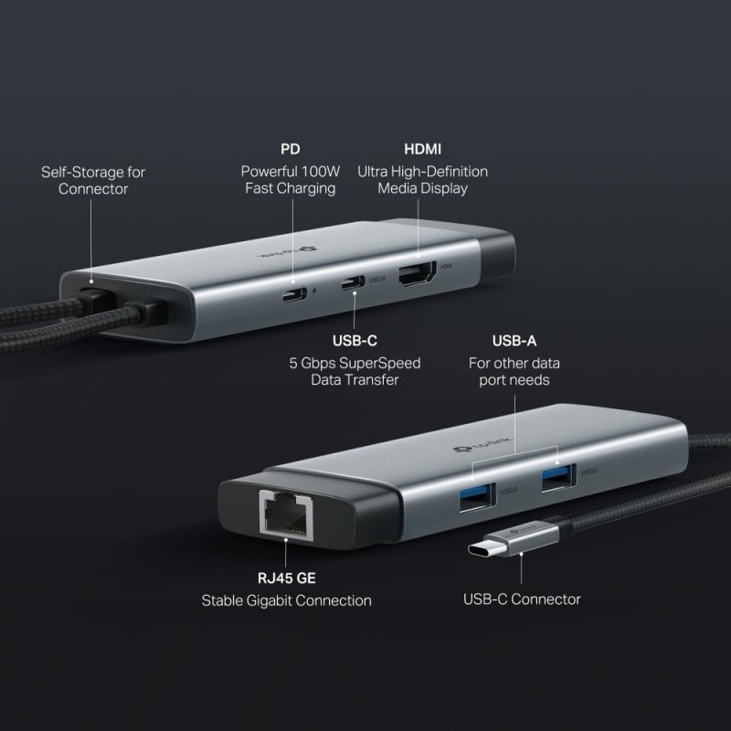 TP-Link UH9120C USB Type-C 9 in 1 Hub|Multiport USB-C Adapter Dongle Docking Station|4K 60Hz HDMI|1 Gbps ethernet|SD & microSD UHS-I|USB-C, 3× USB-A Data Ports|100W Fast Charging|Plug and Play TP-Link UH9120C USB Type-C 9 in 1 Hub|Multiport USB-C Adapter Dongle Docking Station|4K 60Hz HDMI|1 Gbps ethernet|SD & microSD UHS-I|USB-C, 3× USB-A Data Ports|100W Fast Charging|Plug and Play