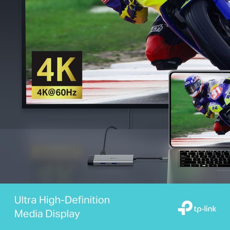 TP-Link UH9120C USB Type-C 9 in 1 Hub|Multiport USB-C Adapter Dongle Docking Station|4K 60Hz HDMI|1 Gbps ethernet|SD & microSD UHS-I|USB-C, 3× USB-A Data Ports|100W Fast Charging|Plug and Play TP-Link UH9120C USB Type-C 9 in 1 Hub|Multiport USB-C Adapter Dongle Docking Station|4K 60Hz HDMI|1 Gbps ethernet|SD & microSD UHS-I|USB-C, 3× USB-A Data Ports|100W Fast Charging|Plug and Play
