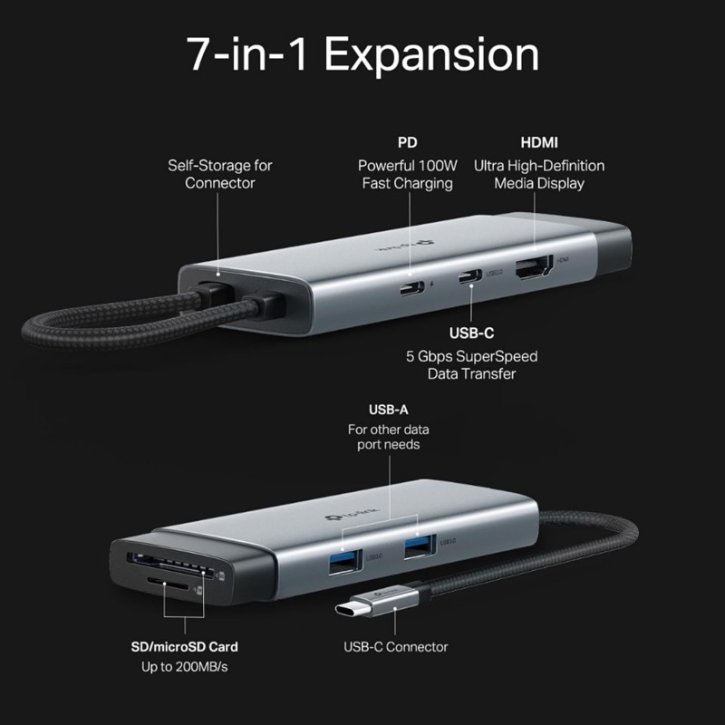 TP-Link UH9120C USB Type-C 9 in 1 Hub|Multiport USB-C Adapter Dongle Docking Station|4K 60Hz HDMI|1 Gbps ethernet|SD & microSD UHS-I|USB-C, 3× USB-A Data Ports|100W Fast Charging|Plug and Play TP-Link UH9120C USB Type-C 9 in 1 Hub|Multiport USB-C Adapter Dongle Docking Station|4K 60Hz HDMI|1 Gbps ethernet|SD & microSD UHS-I|USB-C, 3× USB-A Data Ports|100W Fast Charging|Plug and Play