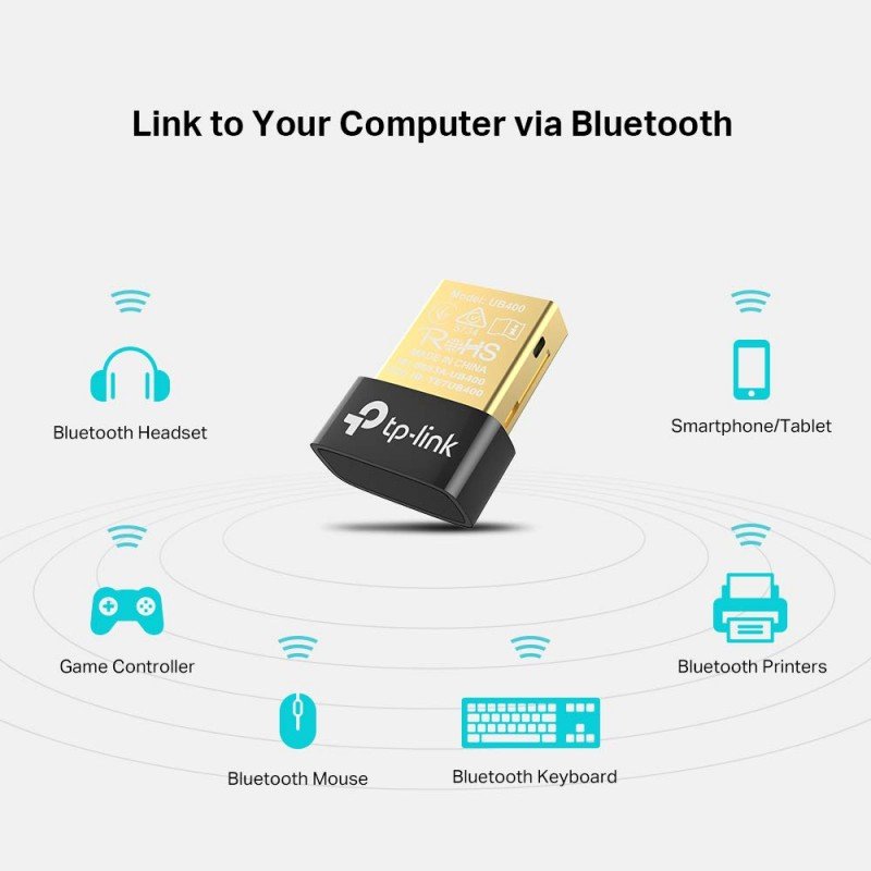 TP-Link USB Bluetooth Adapter for PC, 5.3 Bluetooth Dongle Receiver (UB500) Supports Windows 11/10/8.1/7 for Desktop, Laptop, Mouse, Keyboard, Printers, Headsets, Speakers, PS4/ Xbox Controllers. TP-Link USB Bluetooth Adapter for PC, 5.3 Bluetooth Dongle Receiver (UB500) Supports Windows 11/10/8.1/7 for Desktop, Laptop, Mouse, Keyboard, Printers, Headsets, Speakers, PS4/ Xbox Controllers.