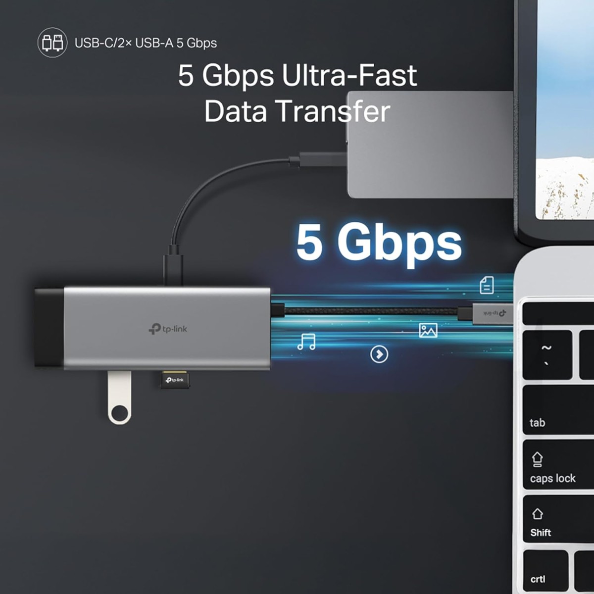 TP-Link USB Type-C 6-Port Hub with a 4K@60Hz HDMI, 1 Gbps ethernet, 1× USB-C Data Ports, 2× USB-A Data Ports, Powerful 100W Fast Charging, Stable Connection, Plug & Play (UH6120C)