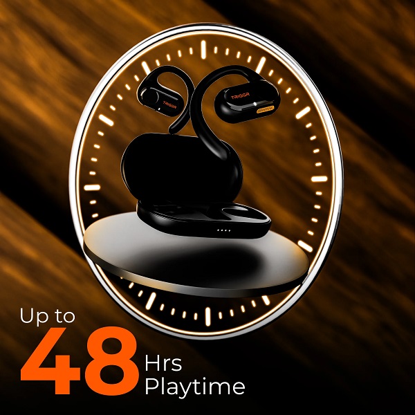 TRIGGR Ergobuds 1 OWS with FocalWave Tech, 48Hr Battery, Quad Mic ENC, Rapid Pair, v5.4 Bluetooth  (Black, True Wireless)