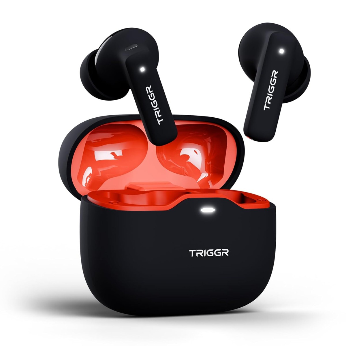 TRIGGR Apex S2 2025, Dual Pairing, 60H Battery, Preset EQ, Quad Mic ENC, Rubber Finish Bluetooth (Black Inferno, True Wireless)
