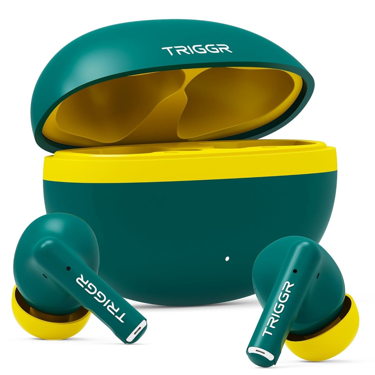 TRIGGR Ultrabuds N5 with Latest BT v6.0, 40Hr Playtime, 13mm Dynamic Drivers, Rich Bass Bluetooth (Neon Leaf, True Wireless)