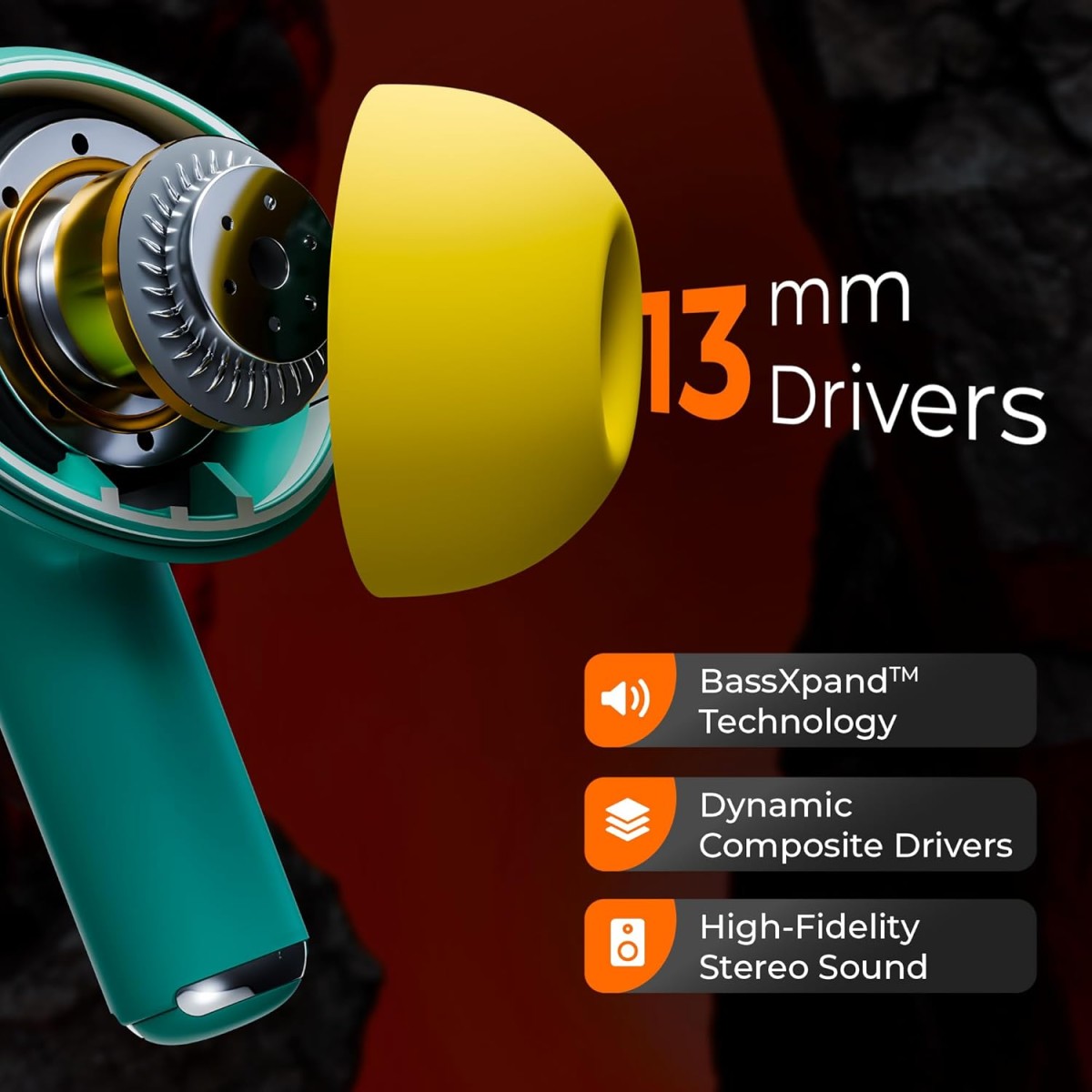 TRIGGR Ultrabuds N5 with Latest BT v6.0, 40Hr Playtime, 13mm Dynamic Drivers, Rich Bass Bluetooth (Neon Leaf, True Wireless)