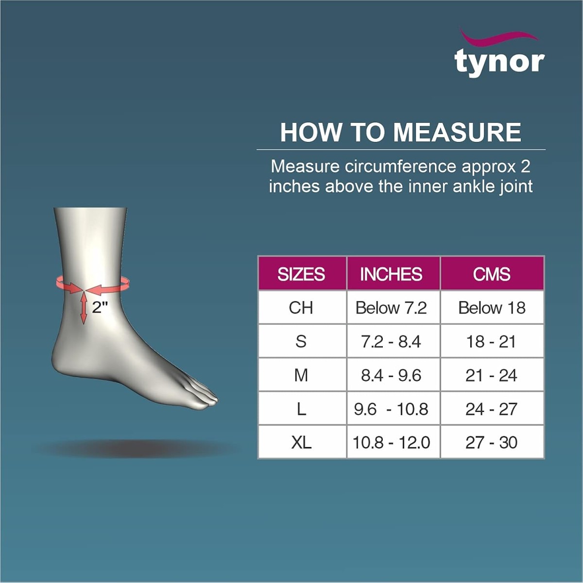 TYNOR Ankle Brace, Black, Medium, 1 Unit