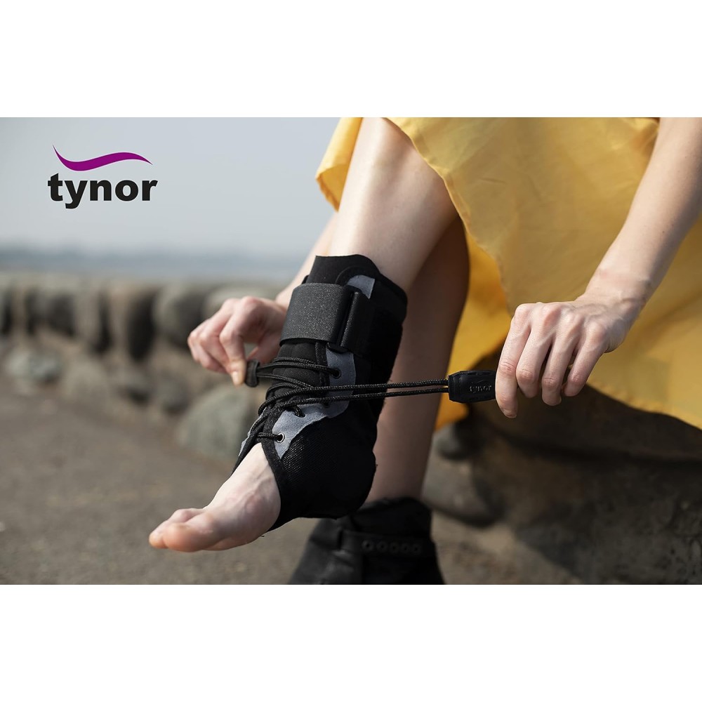 TYNOR Ankle Brace, Black, Medium, 1 Unit