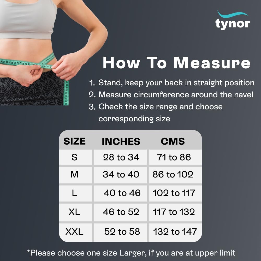 TYNOR Back Support Belt, Black, Medium, 1 Unit