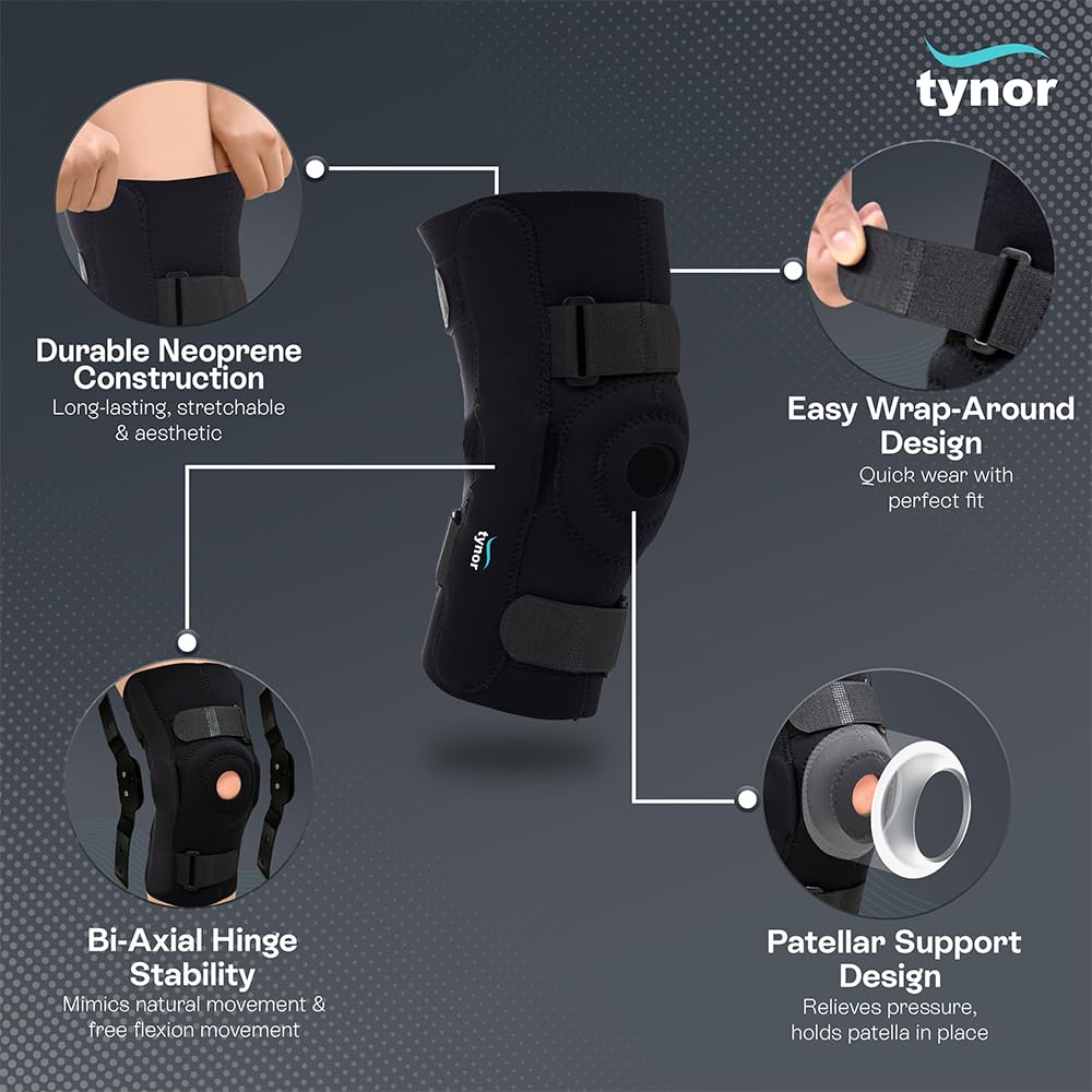 TYNOR Knee Wrap Hinged (Neo), Black, Medium, 1 Unit