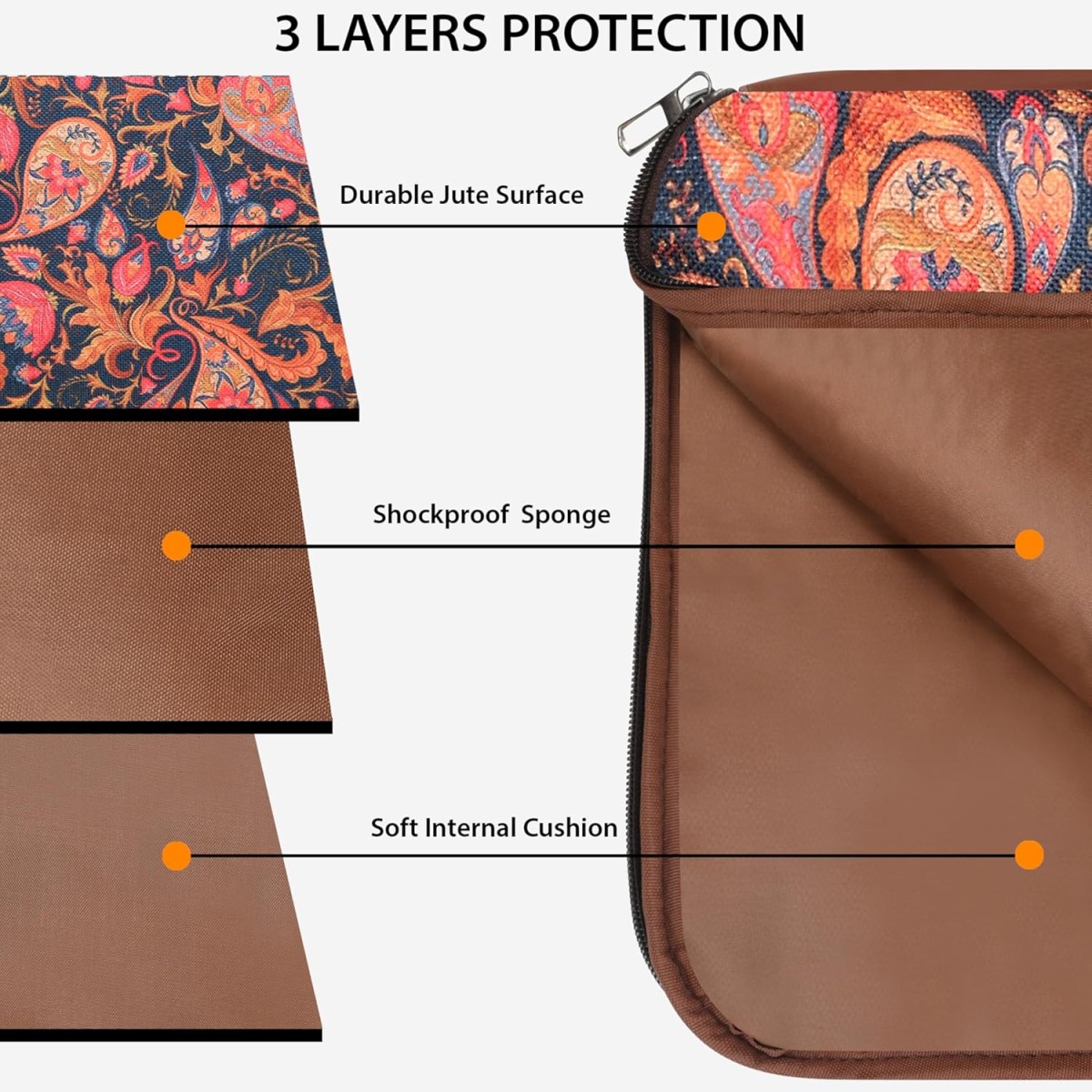 Tabelito Laptop Sleeve Bag 15.6 inch for Women | laptops Sleeves 15.6 inches Jute and Vegan Leather