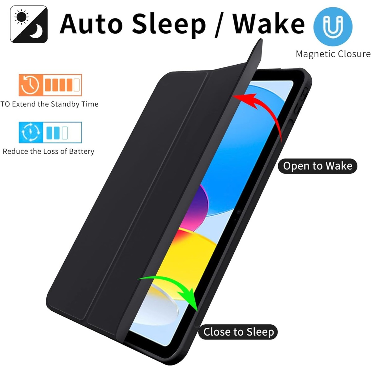 Tablet Case Cover for Apple iPad Mini 7.9 inch (1st,2nd,3rd,4th,5th Gen) [Auto Sleep/Wake Cover] [Trifold Stand] - Black