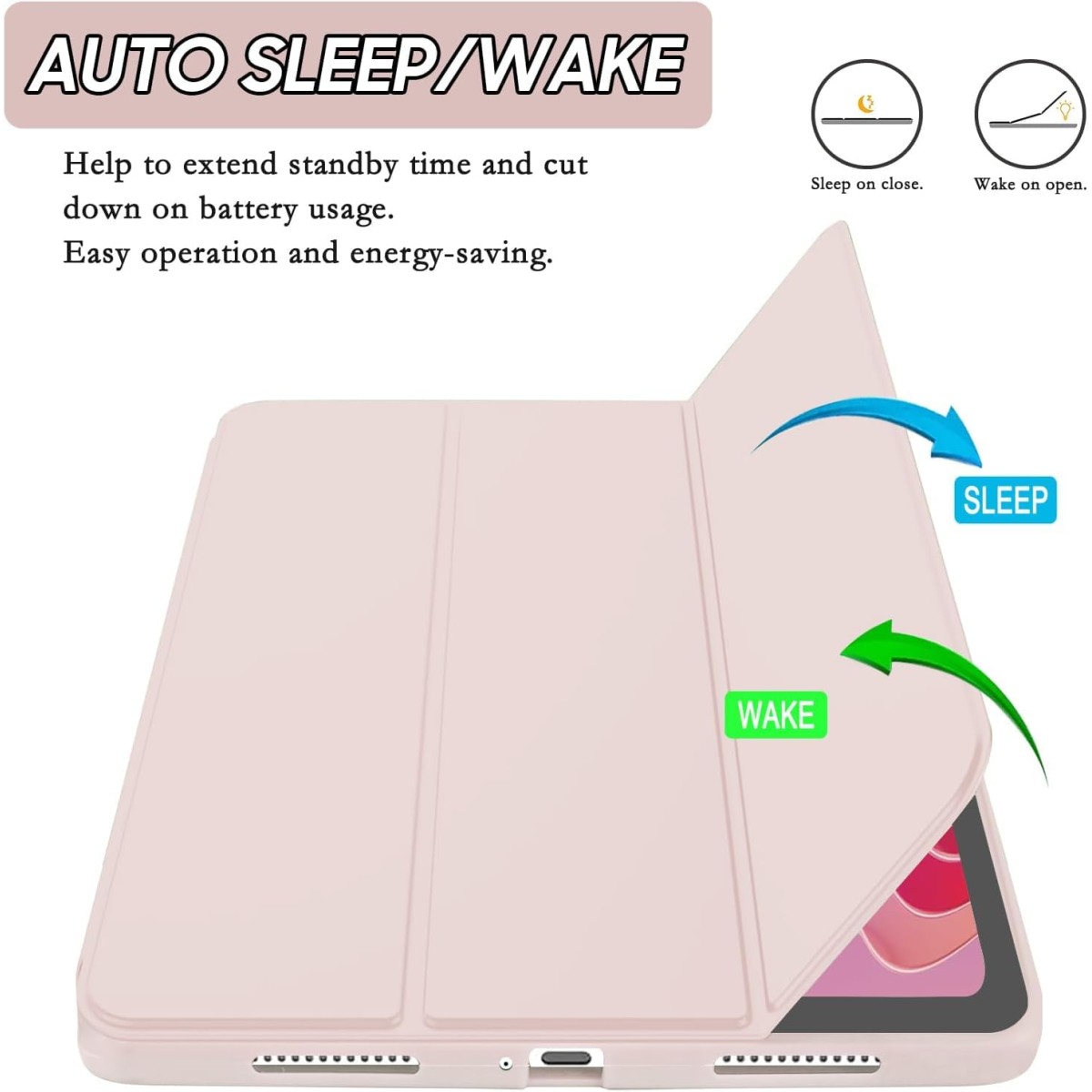 Tablet Case Cover for Samsung Tab A9 8.7 inch [Auto Sleep/Wake Cover] [Trifold Stand] - Pink