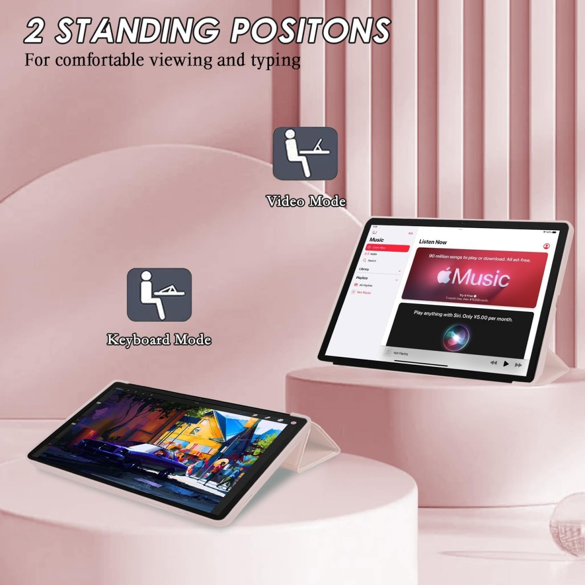 Tablet Case Cover for Samsung Tab A9 8.7 inch [Auto Sleep/Wake Cover] [Trifold Stand] - Pink