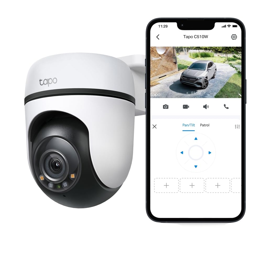 Tapo TP-Link 2K 3MP 1296P Outdoor Pan/Tilt Security Wi-Fi Camera, IP65 Weatherproof, Motion Detection, 360 C510W
