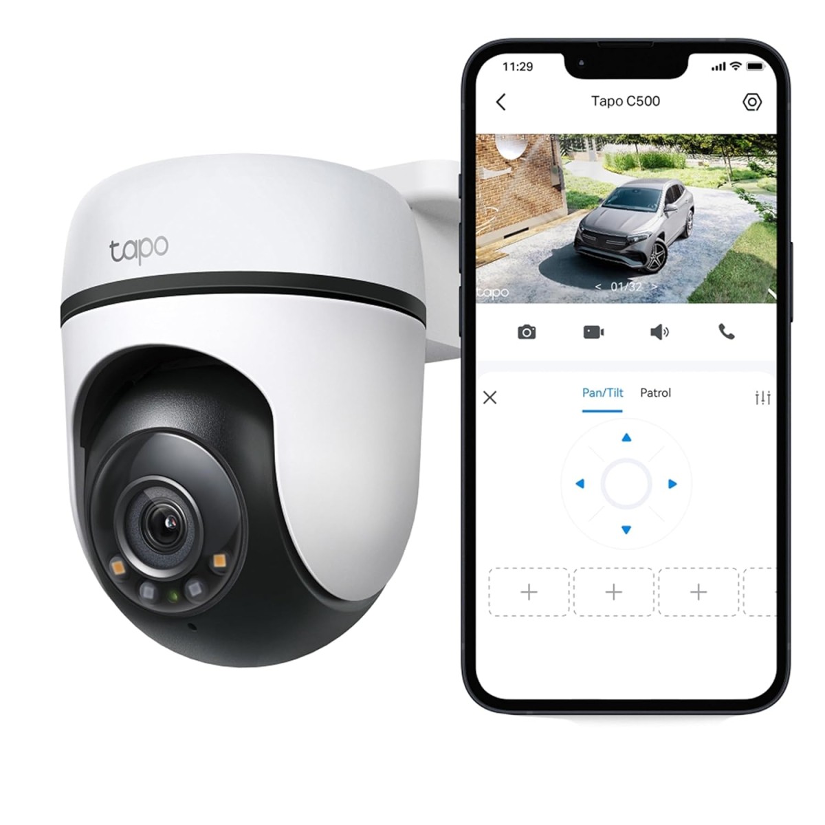 Tapo TP-Link 2K 3MP 1296P Outdoor Pan/Tilt Security Wi-Fi Camera, IP65 Weatherproof, Motion Detection, 360 C510W