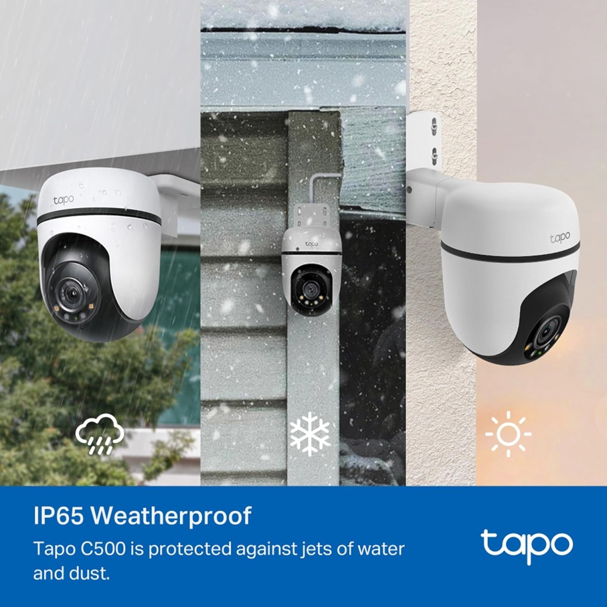 Tapo TP-Link 2K 3MP 1296P Outdoor Pan/Tilt Security Wi-Fi Camera, IP65 Weatherproof, Motion Detection, 360 C510W