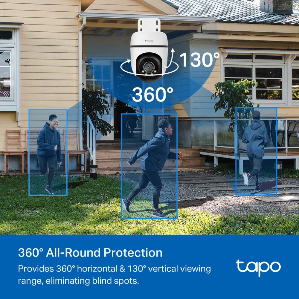 Tapo TP-Link 2K 3MP 1296P Outdoor Pan/Tilt Security Wi-Fi Camera, IP65 Weatherproof, Motion Detection, 360 C510W