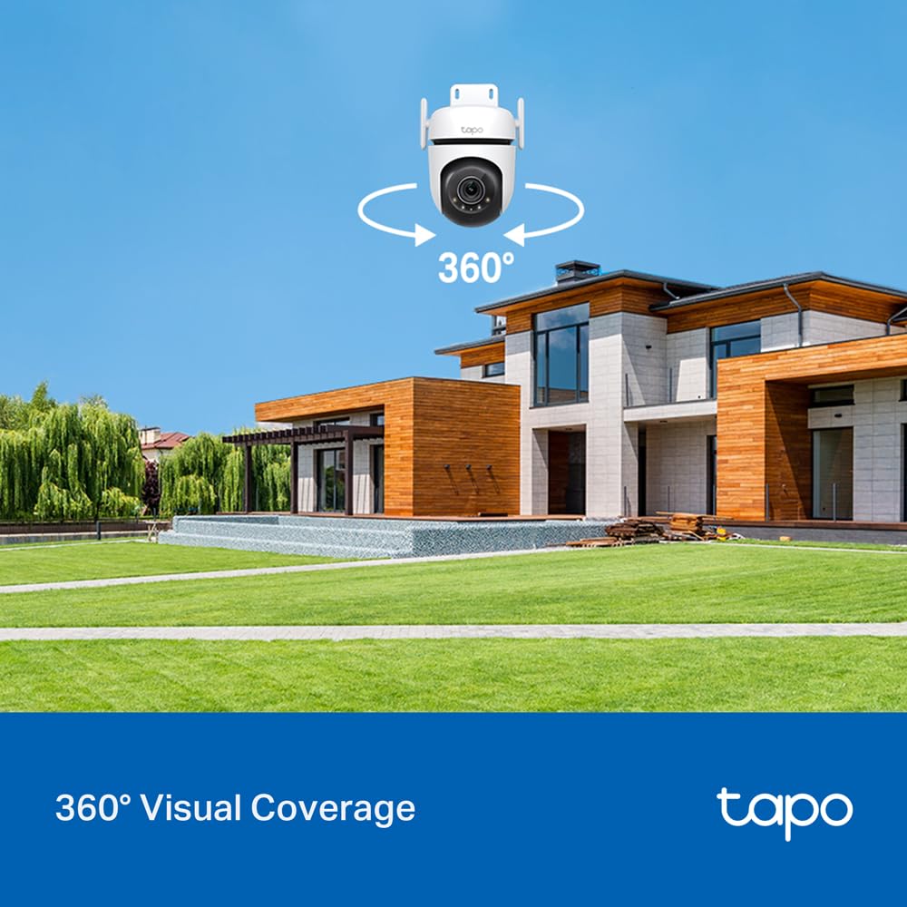 Tapo TP-Link 2K 3MP 1296P Outdoor Pan/Tilt Security Wi-Fi Camera, IP65 Weatherproof, Motion Detection, 360 C510W
