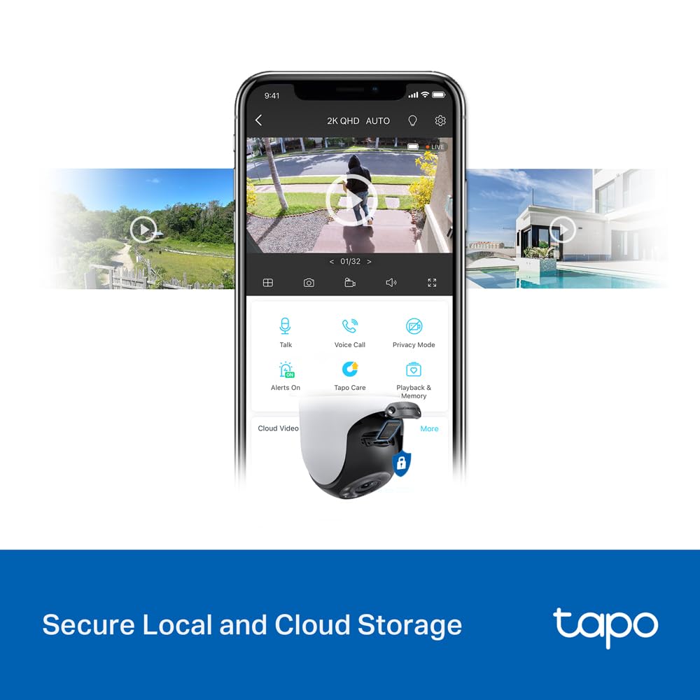 Tapo TP-Link 2K 3MP 1296P Outdoor Pan/Tilt Security Wi-Fi Camera, IP65 Weatherproof, Motion Detection, 360 C510W