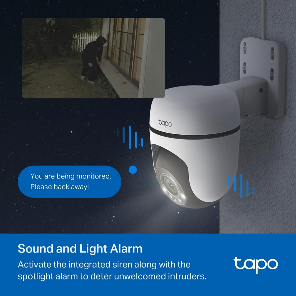 Tapo TP-Link 2K 3MP 1296P Outdoor Pan/Tilt Security Wi-Fi Camera, IP65 Weatherproof, Motion Detection, 360 C510W