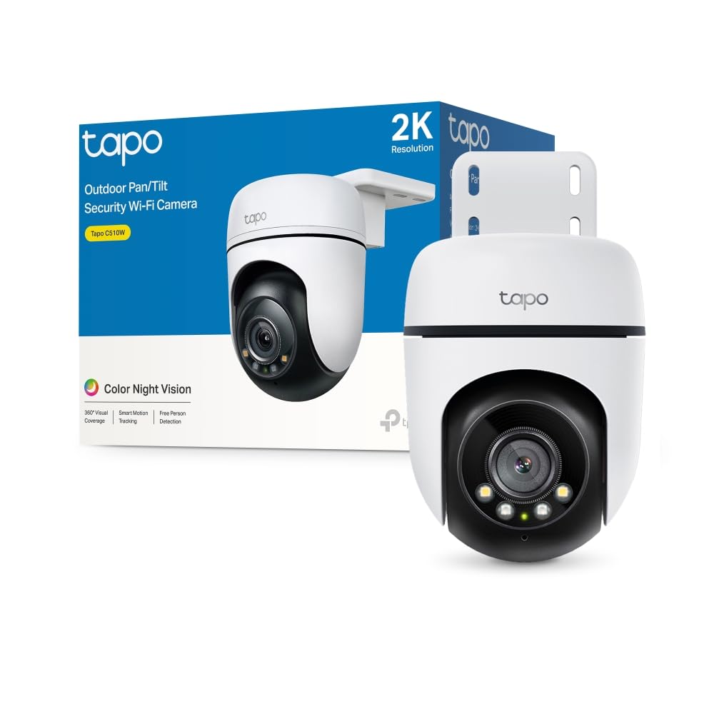 Tapo TP-Link 2K 3MP 1296P Outdoor Pan/Tilt Security Wi-Fi Camera, IP65 Weatherproof, Motion Detection, 360 C510W