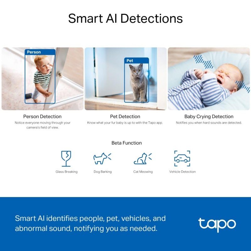 Tapo TP-Link C200 360° 2MP 1080p Full HD Pan/Tilt Home Security Wi-Fi Smart Camera| Alexa Enabled| 2-Way Audio| Night Vision| Motion Detection| Sound and Light Alarm| Indoor CCTV White- Tapo TP-Link C200 360° 2MP 1080p Full HD Pan/Tilt Home Security Wi-Fi Smart Camera| Alexa Enabled| 2-Way Audio| Night Vision| Motion Detection| Sound and Light Alarm| Indoor CCTV White-