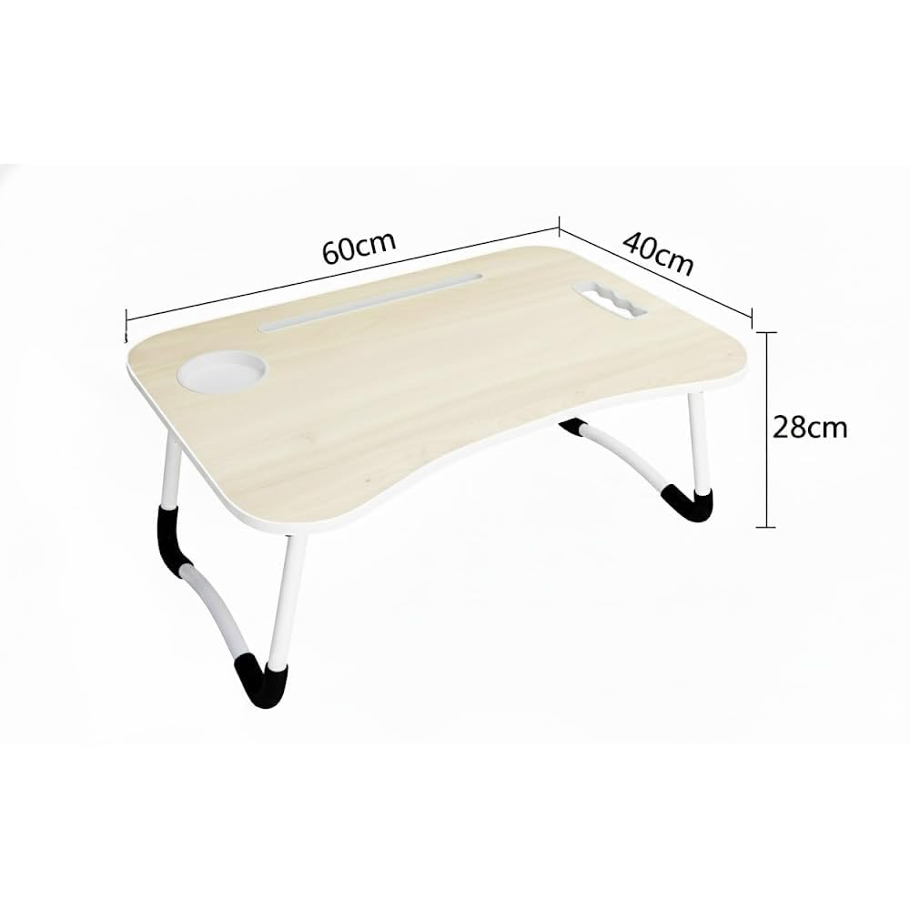 Tarkan Stud Foldable Wooden Finish Mini Desk for Couch, Sofa Bed, Study Tray Table Stand for Writing (Beige) SD_TKAP1_LAPTABLE_STUD_BEIGE