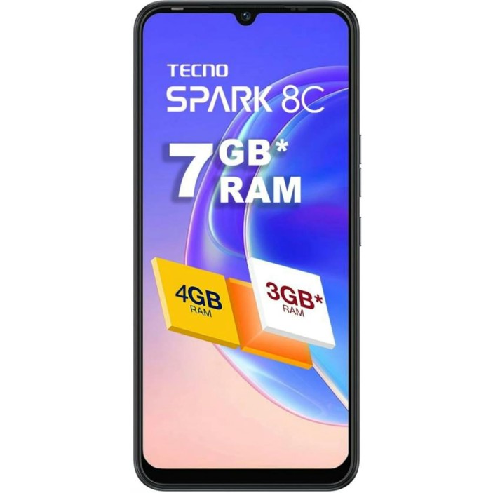 Tecno Spark 8C, 4GB RAM, 64GB Storage, 13MP AI Dual Camera, 6.6" HD+ Display, 7GB Memory Fusion, 5000mAh Battery, 8MP Portrait Camera (Refurbished)