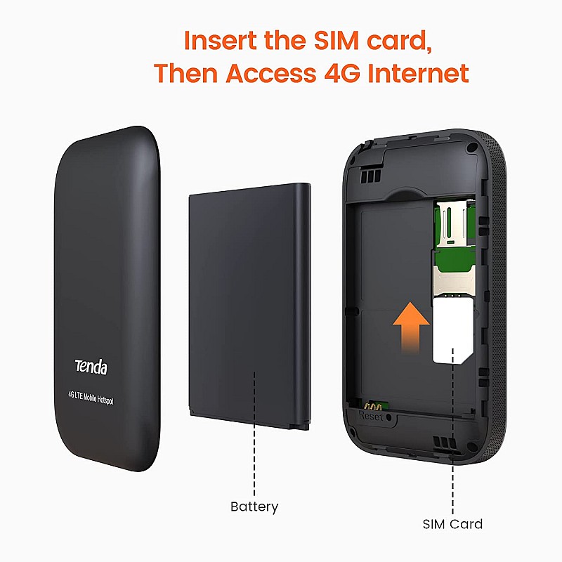 Tenda 4G180 3G/4G LTE Advanced 150Mbps Pocket Mobile Wi-Fi Hotspot Device Black Single Band 150 megabits per Second Black