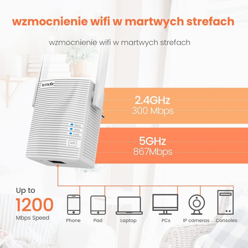 Tenda te A18 AC1200 Gigabit WiFi Range Extender/Repeater/Booster/Hotspot with 100 Mbps LAN Port, Dual Band 2.4GHz 300Mbps+5GHz 867Mbps, Hide SSID, WPS Function, Encryption Mode Tenda te A18 AC1200 Gigabit WiFi Range Extender/Repeater/Booster/Hotspot with 100 Mbps LAN Port, Dual Band 2.4GHz 300Mbps+5GHz 867Mbps, Hide SSID, WPS Function, Encryption Mode