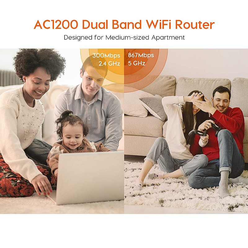 Tenda AC5 V3 AC1200 Wireless Dual Band WiFi Router,Speed Up to 867Mbps/5GHz + 300Mbps/2.4GHz, IPV6,Parental Control,Guest Network, 4*6dBi