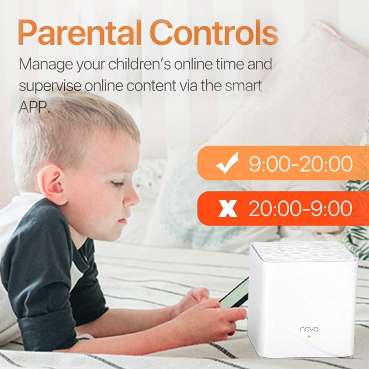 Tenda Nova MW3 Whole Home Wi-Fi Mesh Router System with Coverage Plug and Play White -Pack of 3