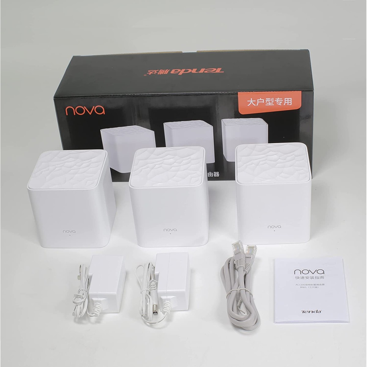 Tenda Nova MW3 Whole Home Wi-Fi Mesh Router System with Coverage Plug and Play White -Pack of 3