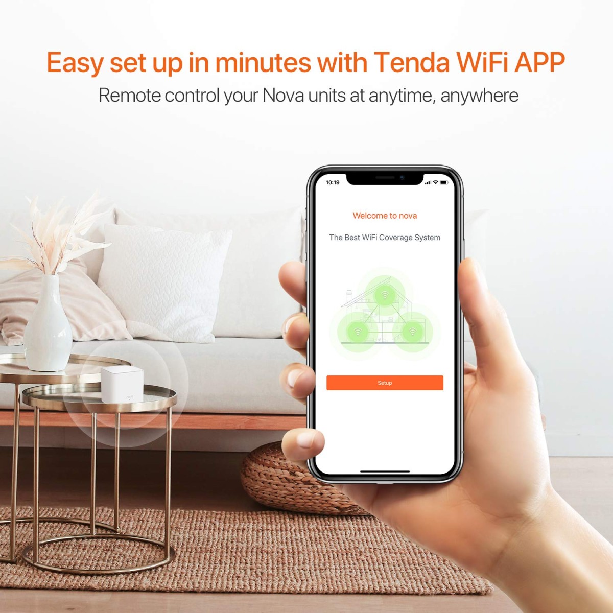 Tenda Nova MW5G Whole Home Mesh Wi-Fi System, 2500sq² Wi-Fi Coverage, Two Gigabit Ports, Work with Amazon Alexa (Pack of 2)