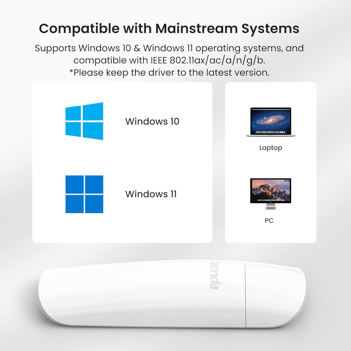 Tenda W311MI-V6 AX300 Wi-Fi 6 Wireless Nano USB Adapter (Black)