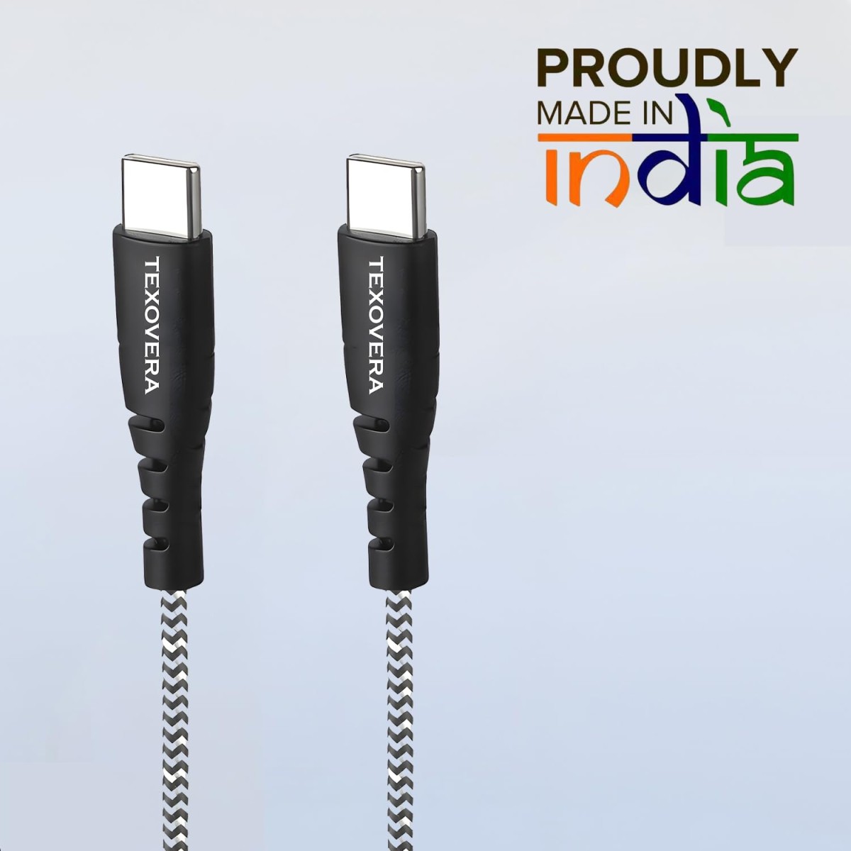 TexoVera 100W Type-C to Type-C Fast Charging Cable Compatible with iPhone 15,Samsung,Oneplus,Google Pixel,Laptop,MacBook&Type C Devices,480Mbps Data Sync,Braided Cable,1M