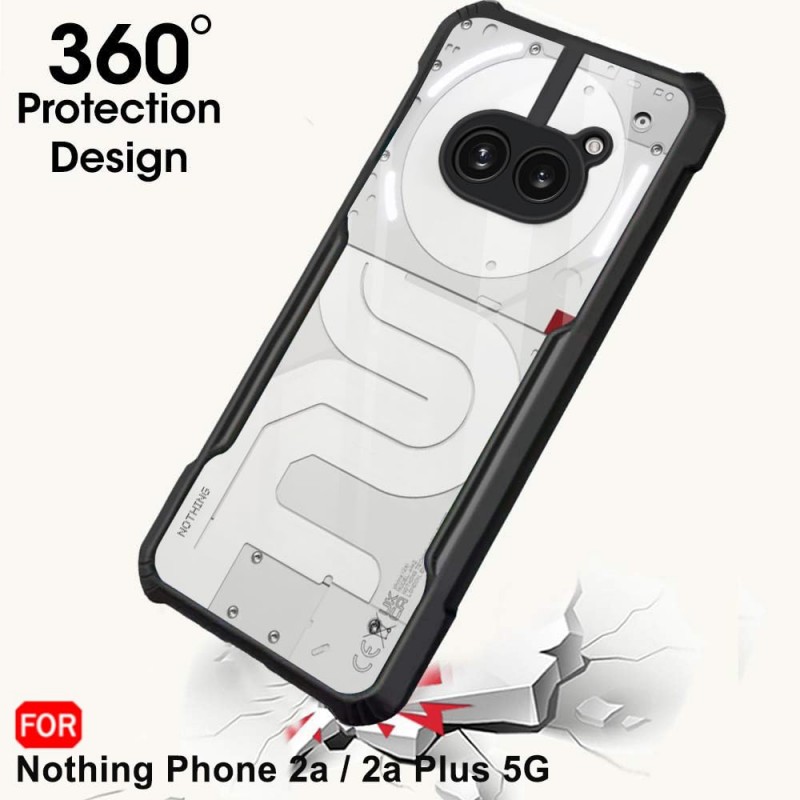 TheGiftKart Crystal Clear Back Cover Case for Nothing Phone 2a / 2a Plus 5G | 360 Degree Protection | Protective Design | Transparent Back Case for Nothing Phone 2a / 2a Plus (PC & TPU, Black Bumper)