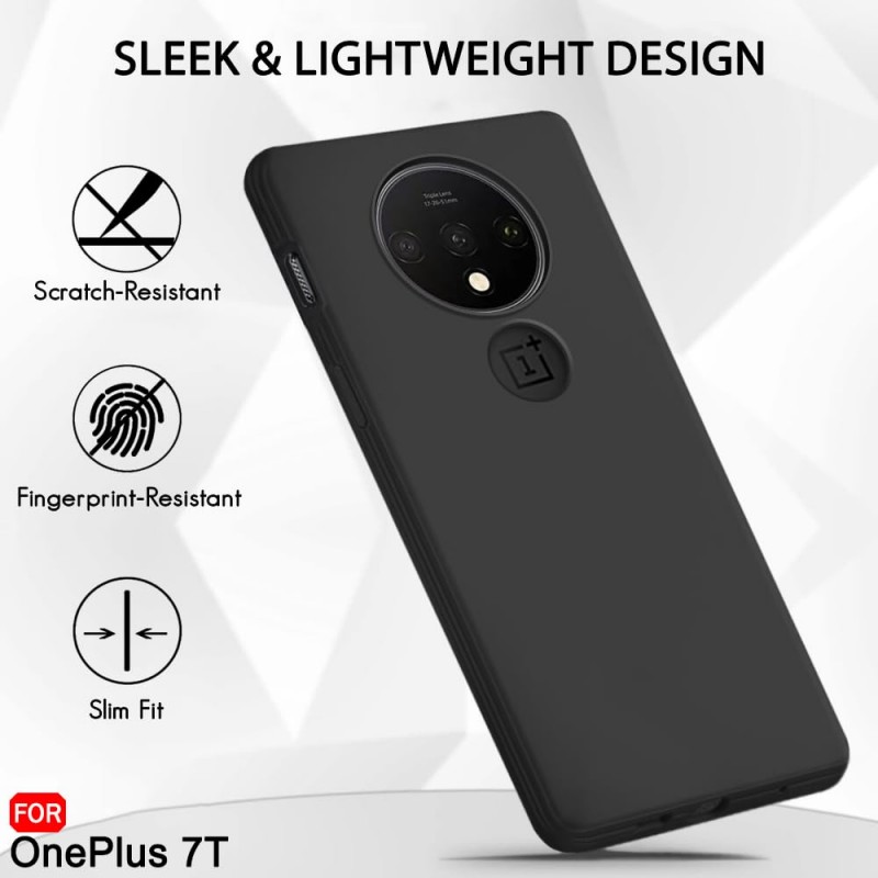 Oneplus orignal Silicone Back Cover Case for OnePlus 7T | (Silicone, Black)