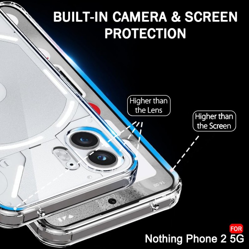 TheGiftKart TPU+PC Ultra-Hybrid Crystal Clear Back Case Cover For Nothing Phone 2|Shockproof Design|Camera Protection Bump|Hard Clear Back|Bumper Case Cover For Nothing Phone 2 (Transparent)