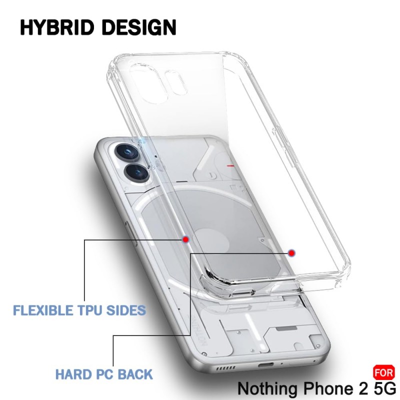 TheGiftKart TPU+PC Ultra-Hybrid Crystal Clear Back Case Cover For Nothing Phone 2|Shockproof Design|Camera Protection Bump|Hard Clear Back|Bumper Case Cover For Nothing Phone 2 (Transparent)