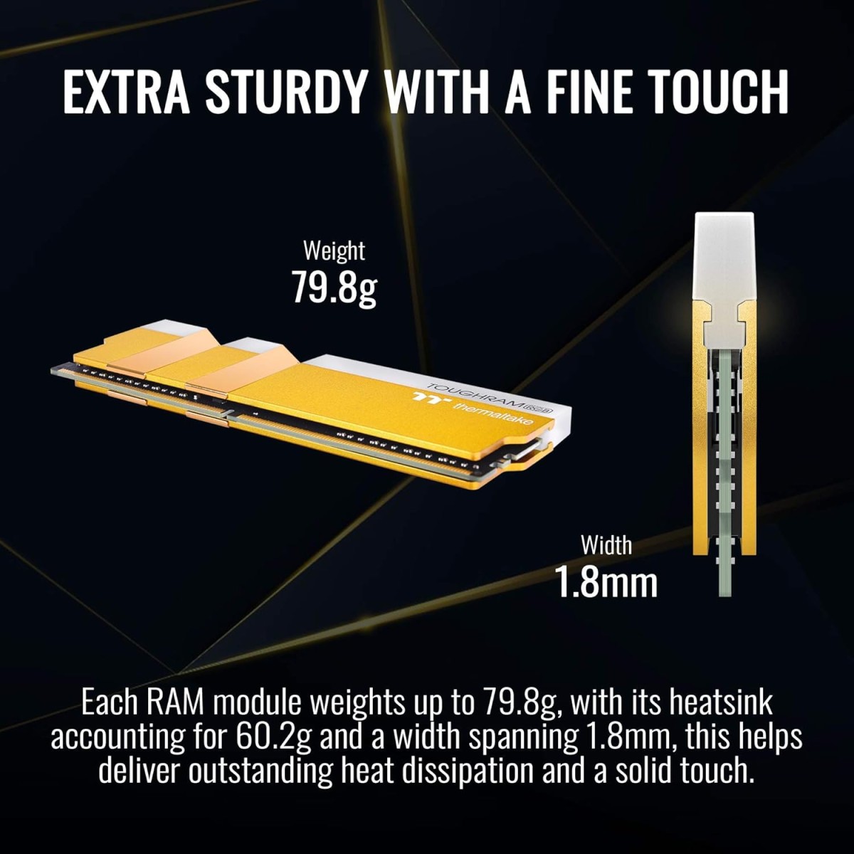 Thermaltake TOUGHRAM RGB DDR4 3600MHz 16GB (8GB x 2) 16.8 Million Color RGB Alexa/Razer Chroma/5V Motherboard Syncable RGB Memory- Metallic Gold (RG26D408GX2-3600C18A)