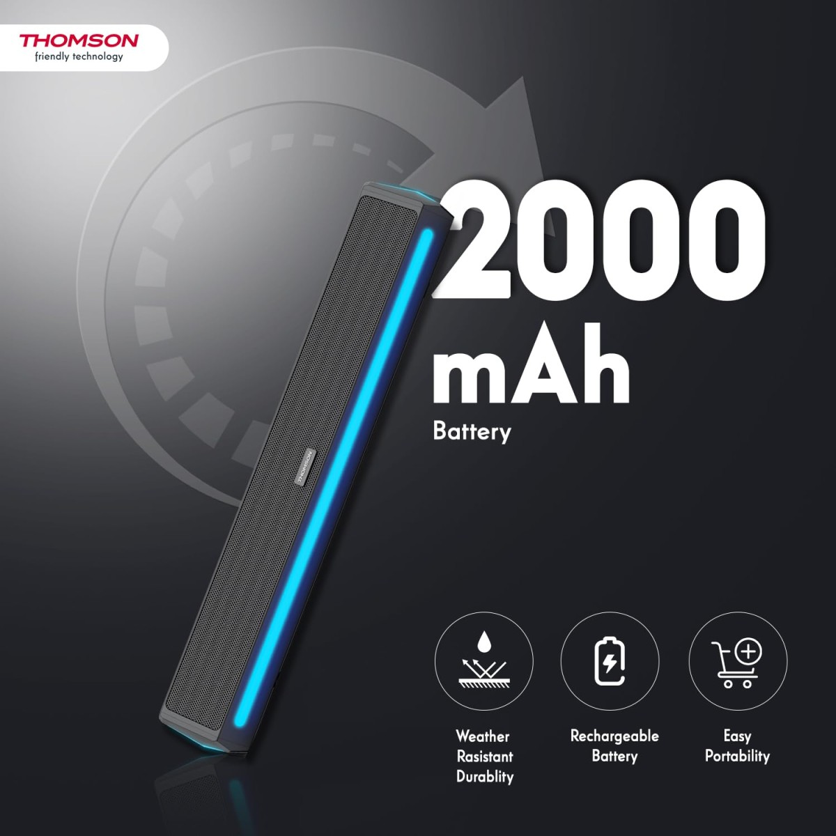 Thomson 25 Watt Portable Soundbar with RGB I AlphaBeat25 Thomson 25 Watt Portable Soundbar with RGB I AlphaBeat25