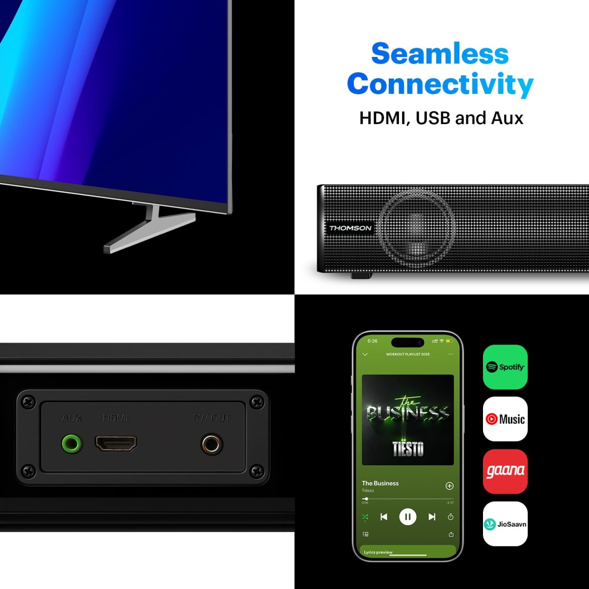 Thomson 80 Watt Bluetooth Soundbar I Alphabeat80, Music System, Bass Woofer, Home Theatre Speaker Bar BT v5.1 Thomson 80 Watt Bluetooth Soundbar I Alphabeat80, Music System, Bass Woofer, Home Theatre Speaker Bar BT v5.1