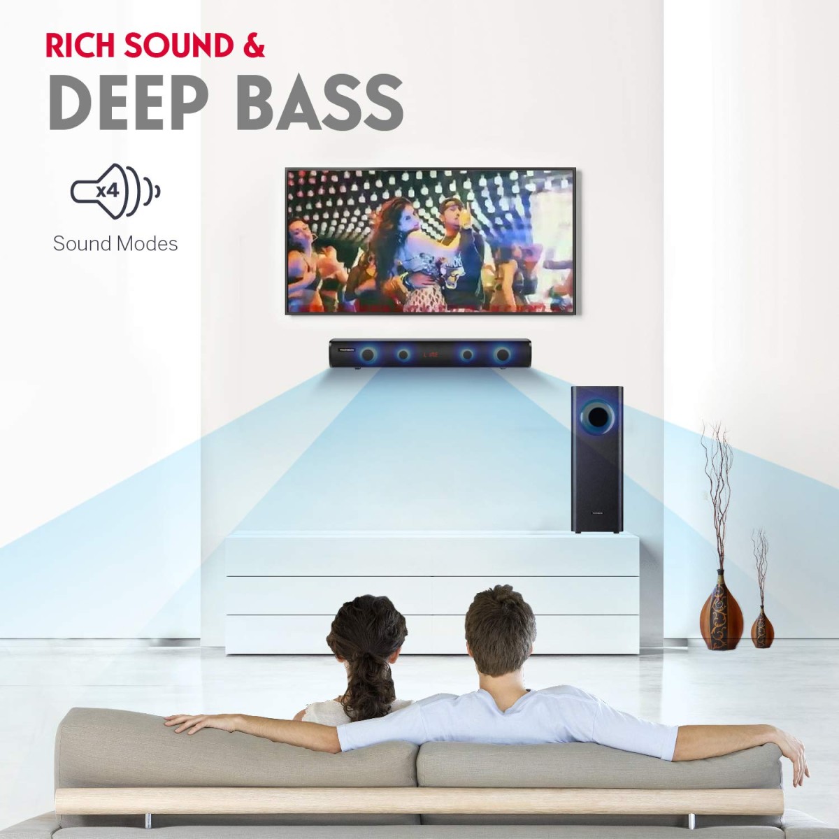 Thomson SBW20 100 Watts Wired Soundbar with Subwoofer and Bluetooth